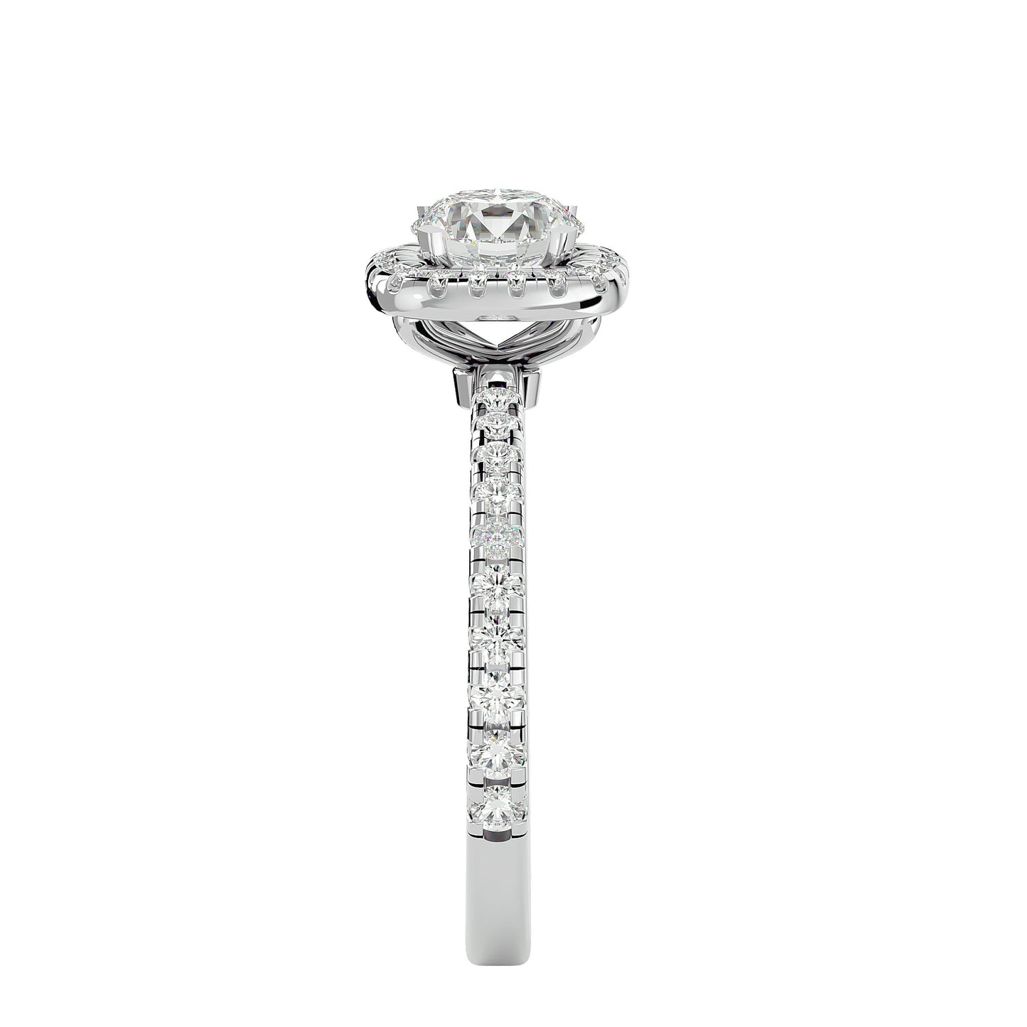 Lumière Beautiful Halo-1.7 Ct Round Diamond Gold Ring