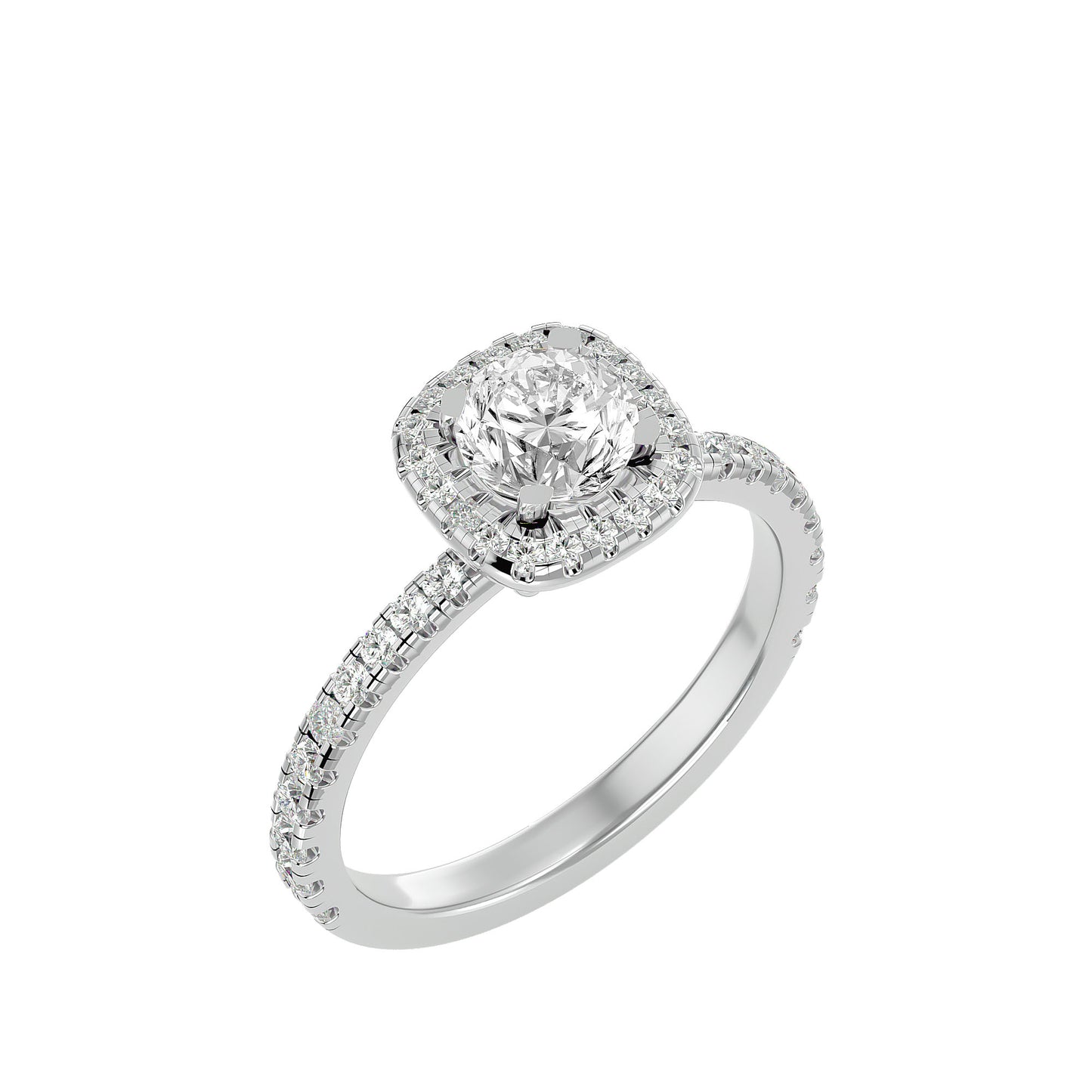 Lumière Beautiful Halo-1.7 Ct Round Diamond Gold Ring