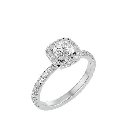 Lumière Beautiful Halo-1.7 Ct Round Diamond Gold Ring