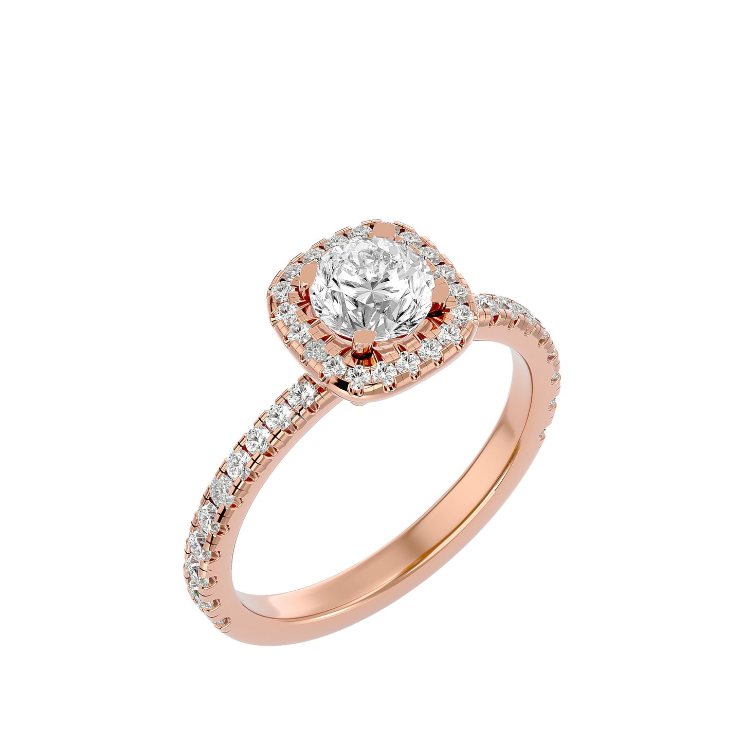 Lumière Beautiful Halo-1.7 Ct Round Diamond Gold Ring