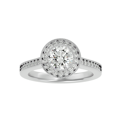 Lumière Beautiful Halo-1.56 Ct Round Diamond Gold Ring