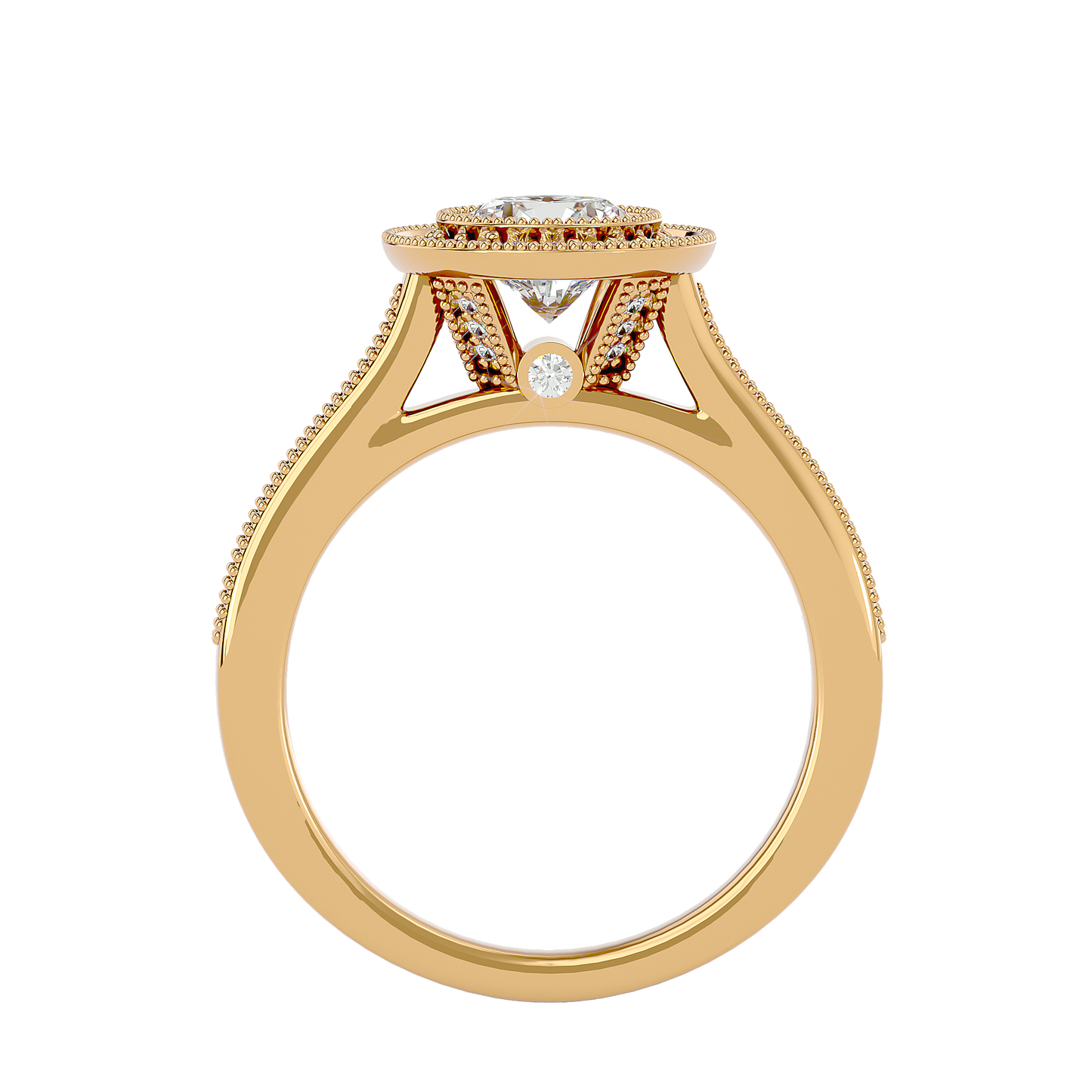 Lumière Beautiful Halo-1.56 Ct Round Diamond Gold Ring