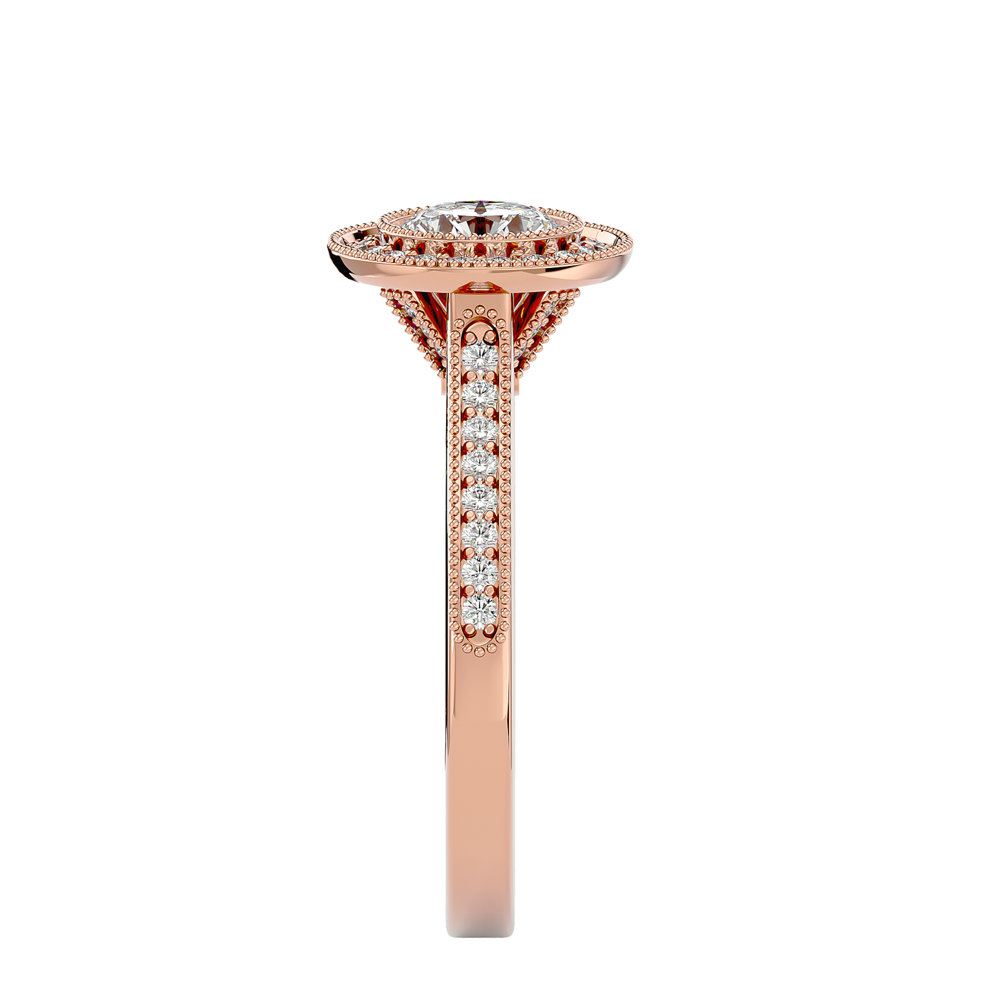 Lumière Beautiful Halo-1.56 Ct Round Diamond Gold Ring