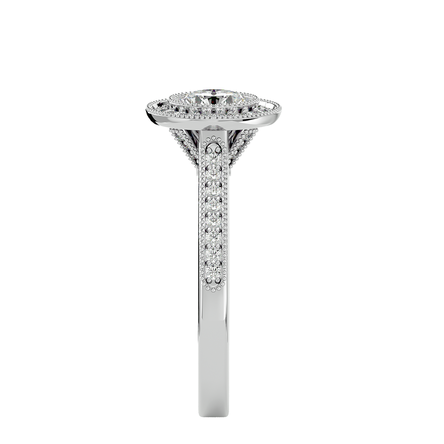 Lumière Beautiful Halo-1.56 Ct Round Diamond Gold Ring