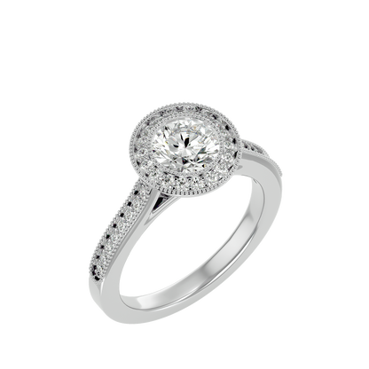 Lumière Beautiful Halo-1.56 Ct Round Diamond Gold Ring
