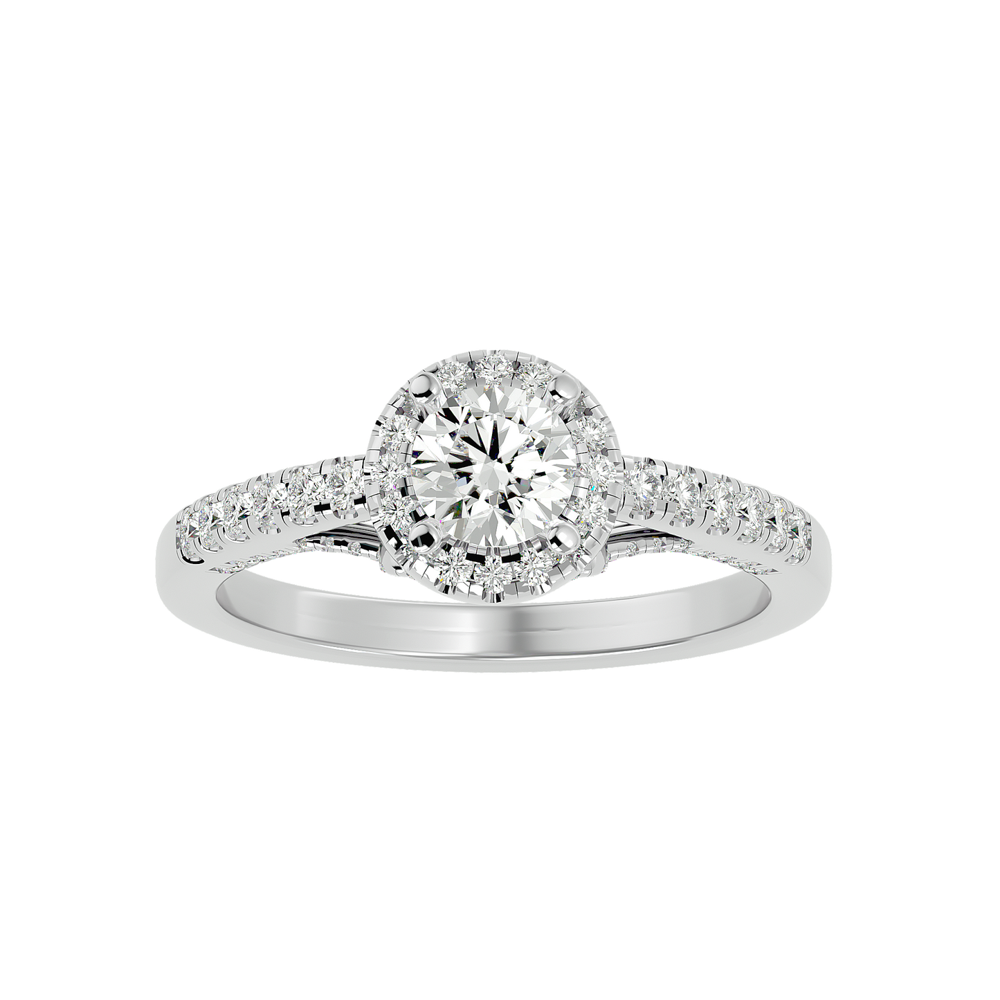 Lumière Beautiful Halo- 0.98 Ct Round Diamond Gold RIng