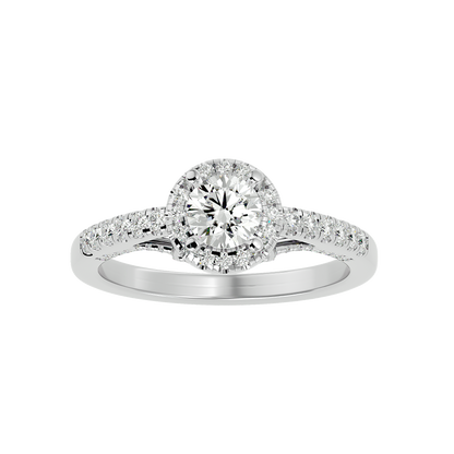 Lumière Beautiful Halo- 0.98 Ct Round Diamond Gold RIng