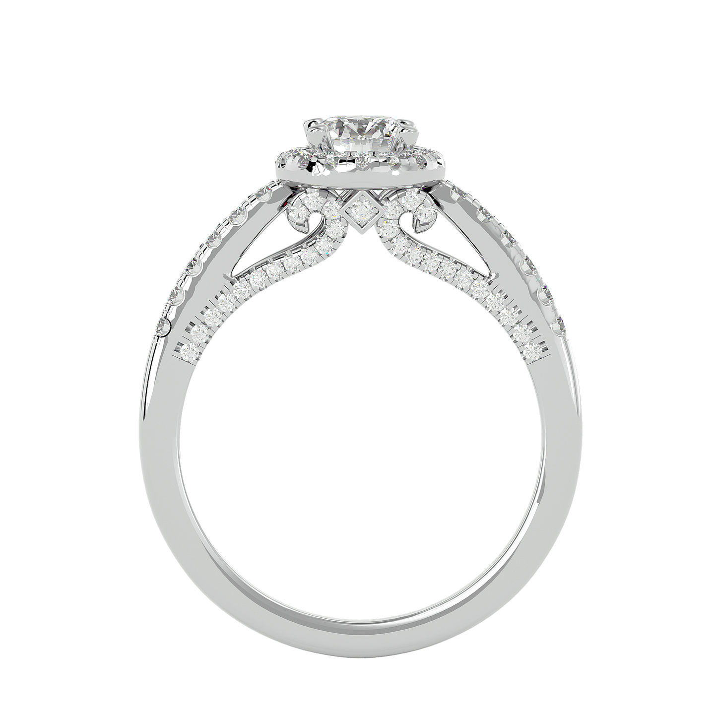 Lumière Beautiful Halo- 0.98 Ct Round Diamond Gold RIng