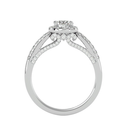 Lumière Beautiful Halo- 0.98 Ct Round Diamond Gold RIng