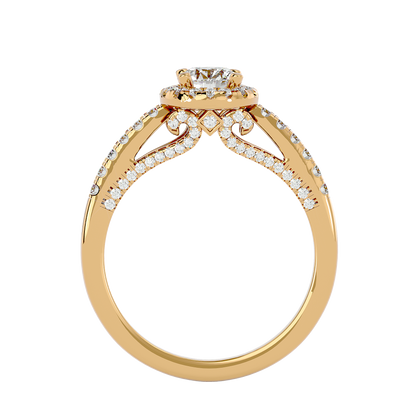 Lumière Beautiful Halo- 0.98 Ct Round Diamond Gold RIng