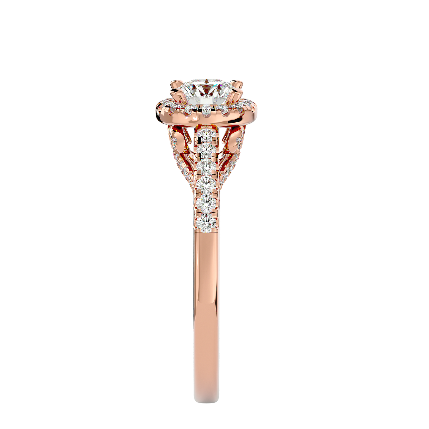 Lumière Beautiful Halo- 0.98 Ct Round Diamond Gold RIng