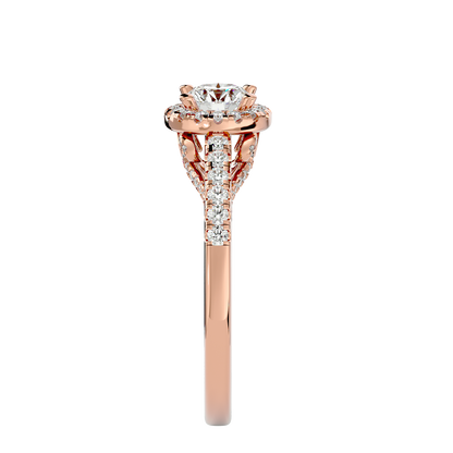 Lumière Beautiful Halo- 0.98 Ct Round Diamond Gold RIng