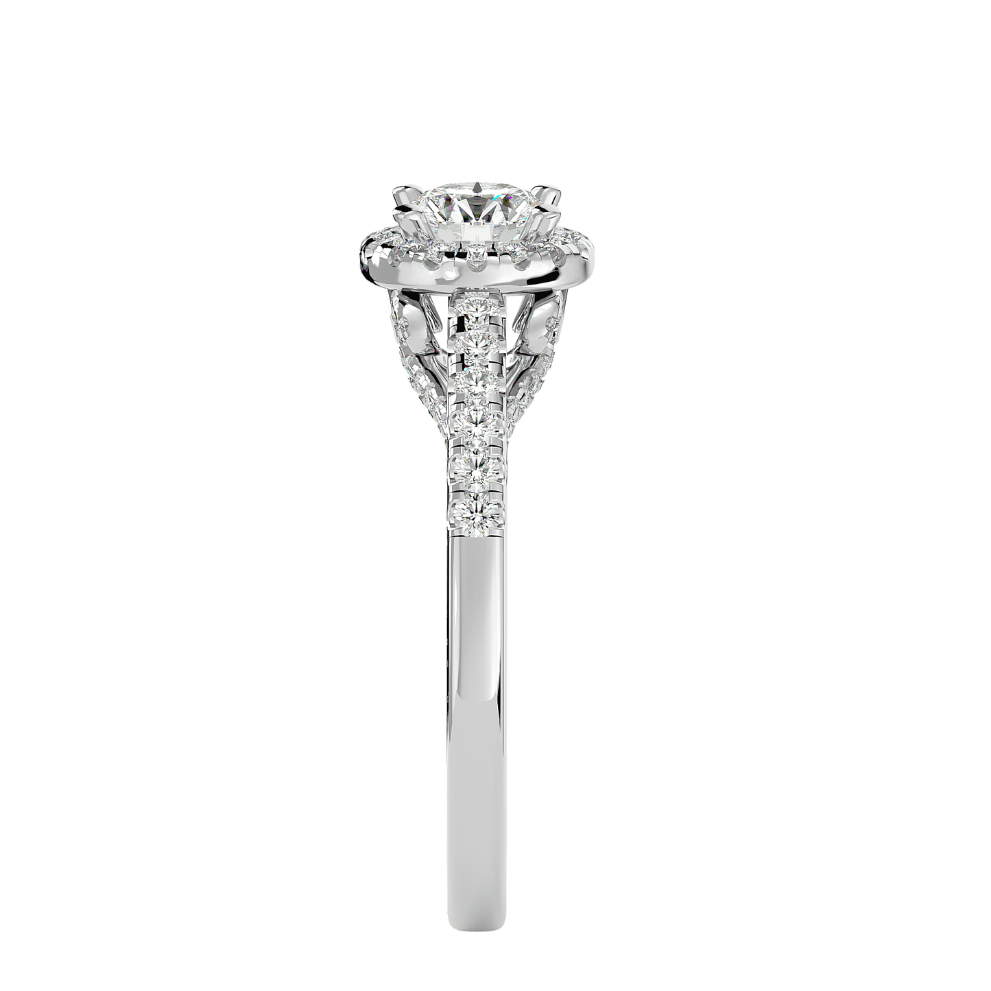 Lumière Beautiful Halo- 0.98 Ct Round Diamond Gold RIng