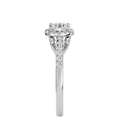 Lumière Beautiful Halo- 0.98 Ct Round Diamond Gold RIng