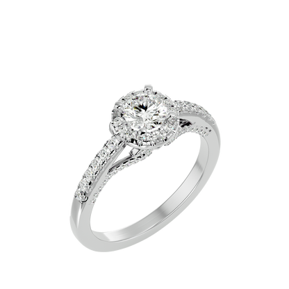 Lumière Beautiful Halo- 0.98 Ct Round Diamond Gold RIng
