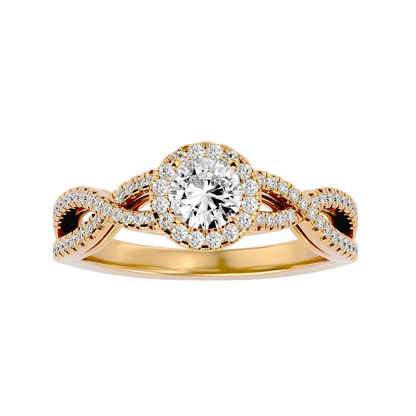 Iconique Beautiful Solitaire Band- 0.68 Ct Round Diamond Gold Ring