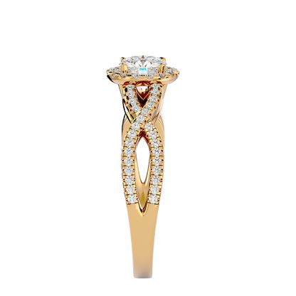Iconique Beautiful Solitaire Band- 0.68 Ct Round Diamond Gold Ring