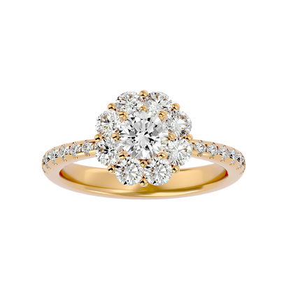 Éclat Fleuron Floral Cluster  – 1.64ct Round Diamonds Gold Ring
