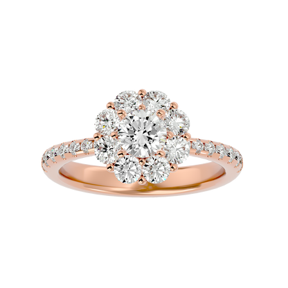 Éclat Fleuron Floral Cluster  – 1.64ct Round Diamonds Gold Ring