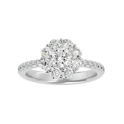 Éclat Fleuron Floral Cluster  – 1.64ct Round Diamonds Gold Ring