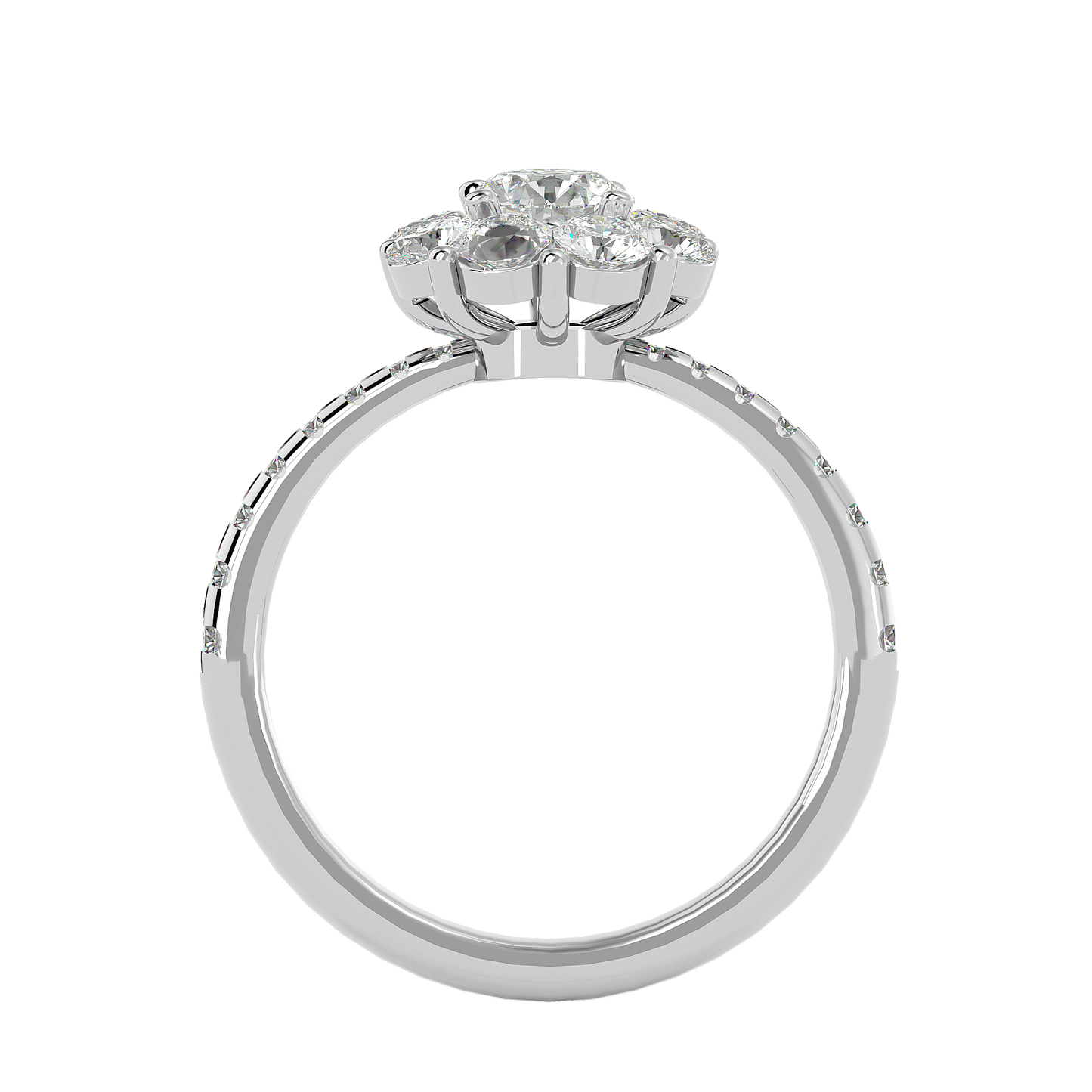 Éclat Fleuron Floral Cluster  – 1.64ct Round Diamonds Gold Ring