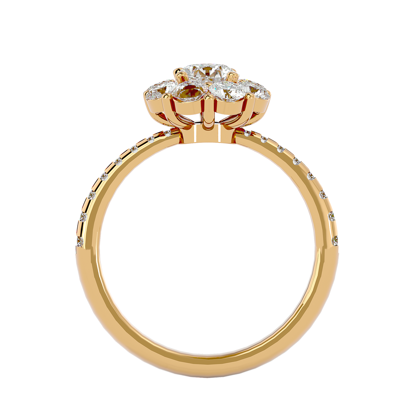 Éclat Fleuron Floral Cluster  – 1.64ct Round Diamonds Gold Ring