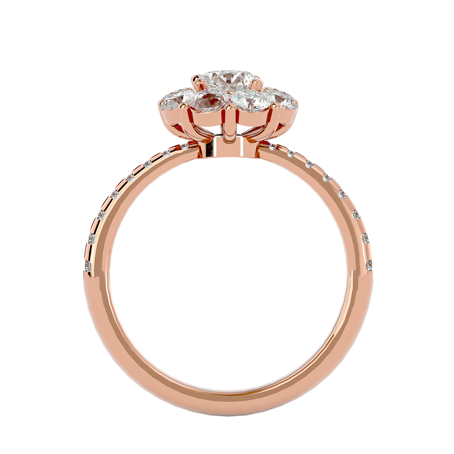 Éclat Fleuron Floral Cluster  – 1.64ct Round Diamonds Gold Ring