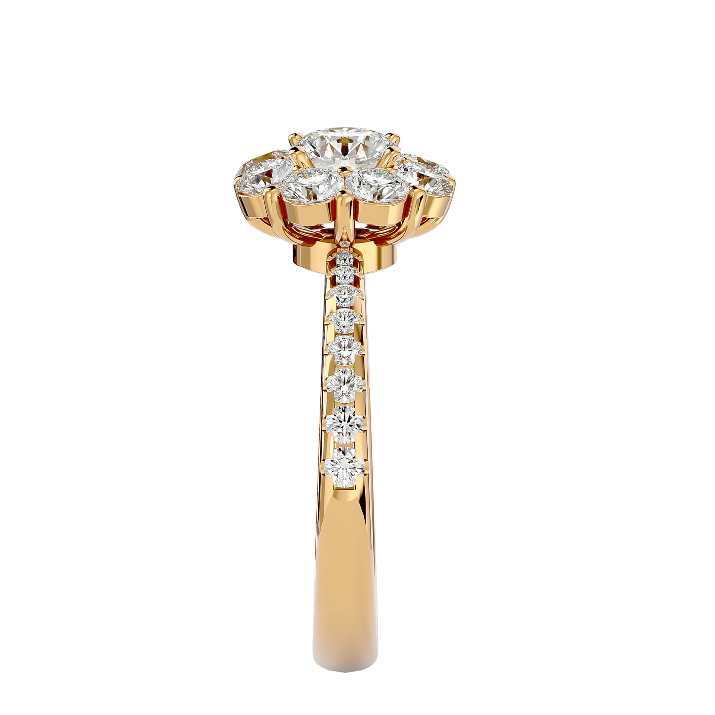 Éclat Fleuron Floral Cluster  – 1.64ct Round Diamonds Gold Ring