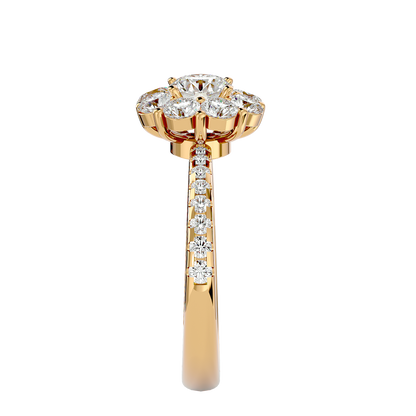 Éclat Fleuron Floral Cluster  – 1.64ct Round Diamonds Gold Ring