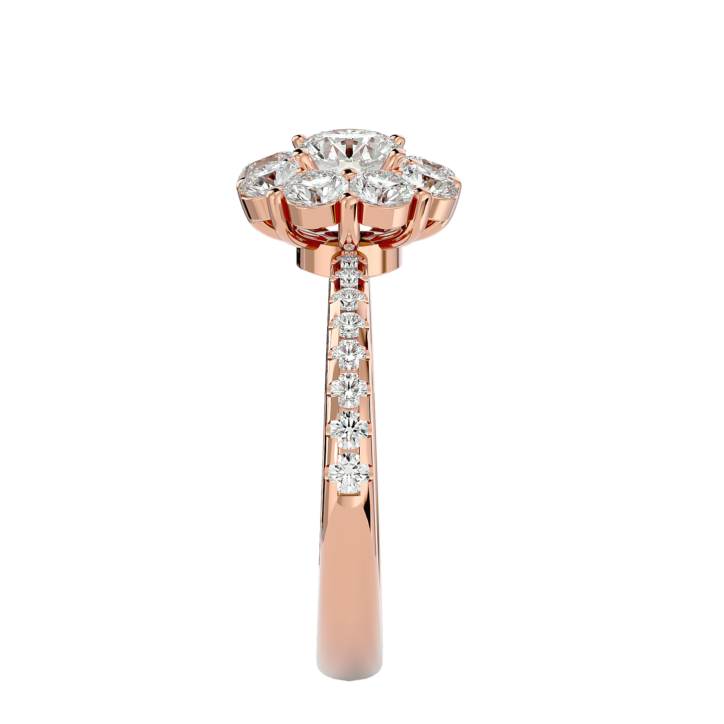 Éclat Fleuron Floral Cluster  – 1.64ct Round Diamonds Gold Ring
