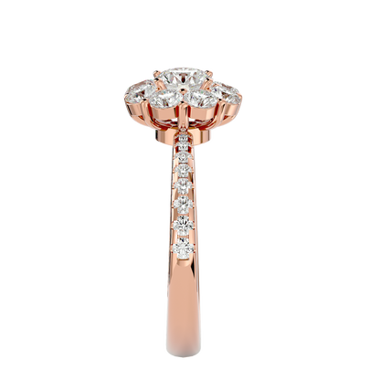 Éclat Fleuron Floral Cluster  – 1.64ct Round Diamonds Gold Ring