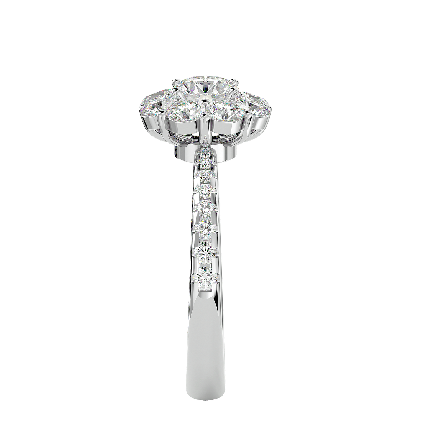 Éclat Fleuron Floral Cluster  – 1.64ct Round Diamonds Gold Ring