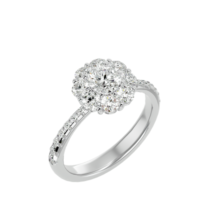 Éclat Fleuron Floral Cluster  – 1.64ct Round Diamonds Gold Ring