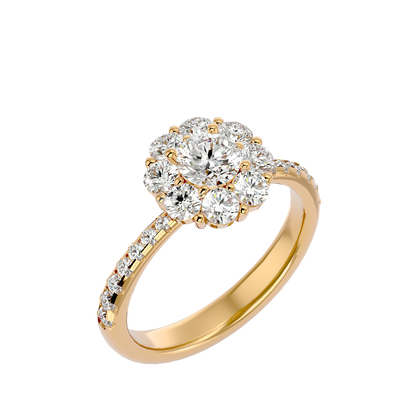 Éclat Fleuron Floral Cluster  – 1.64ct Round Diamonds Gold Ring