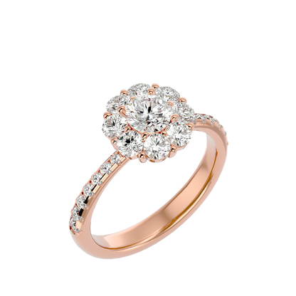 Éclat Fleuron Floral Cluster  – 1.64ct Round Diamonds Gold Ring