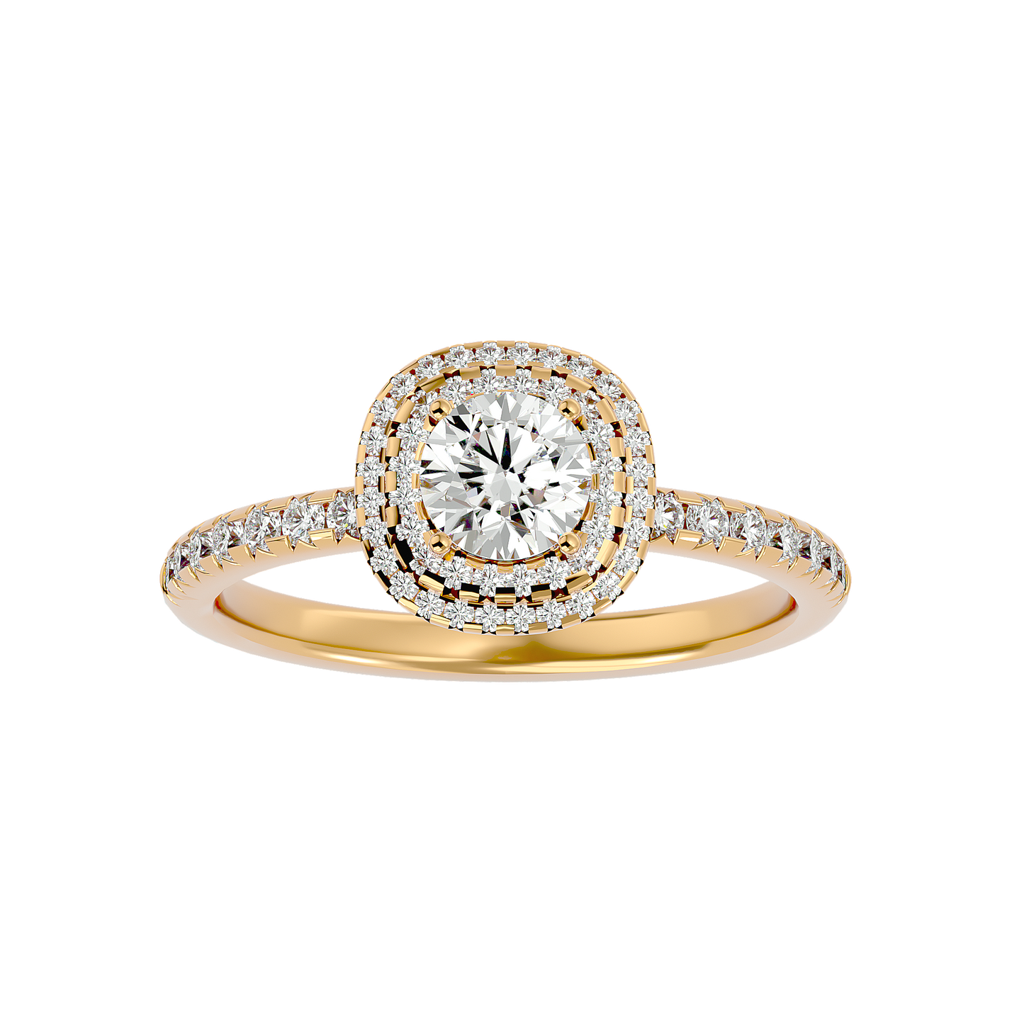 Lumière Beautiful Halo- 0.93 Ct Round Diamond Gold RIng