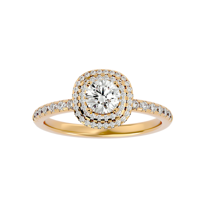Lumière Beautiful Halo- 0.93 Ct Round Diamond Gold RIng