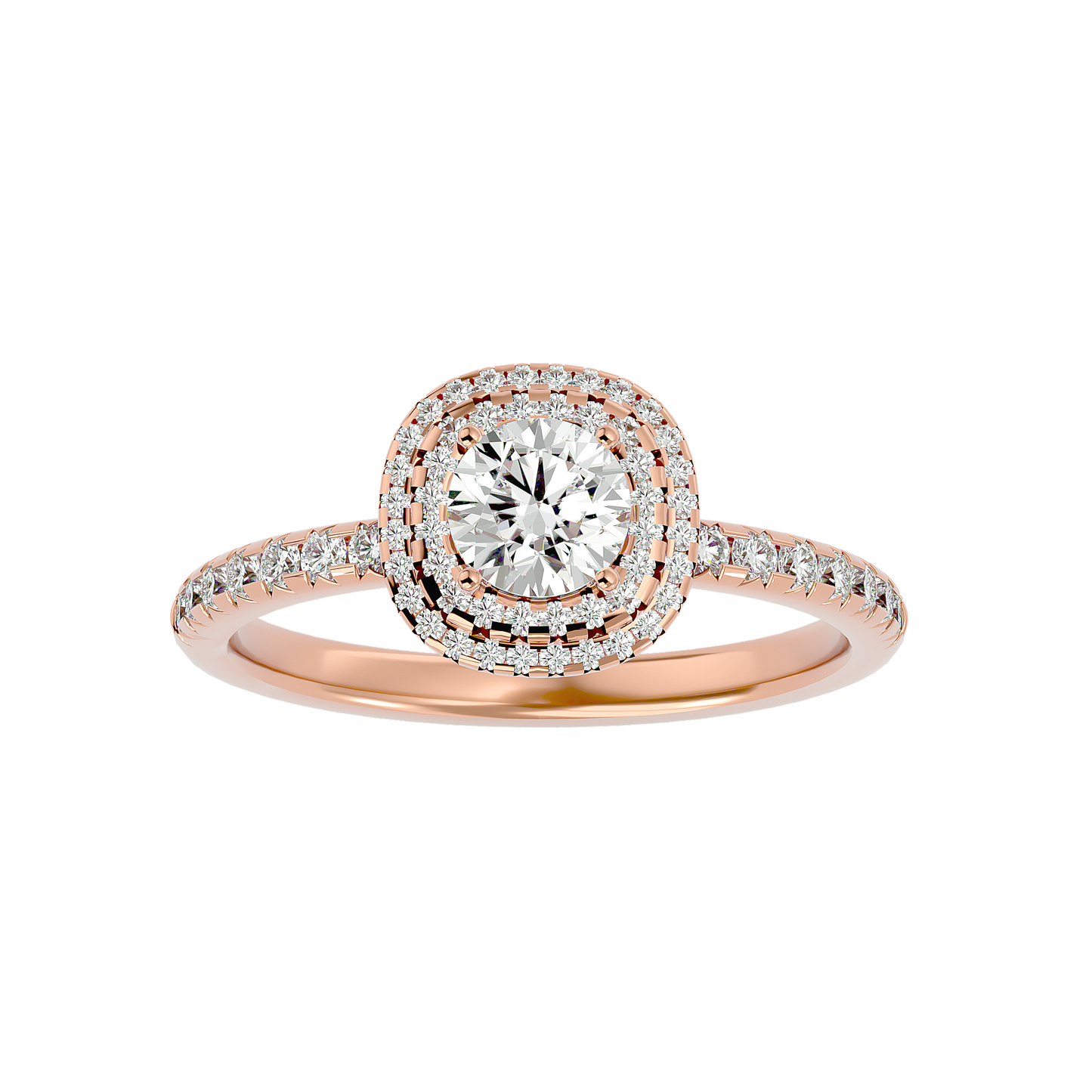 Lumière Beautiful Halo- 0.93 Ct Round Diamond Gold RIng