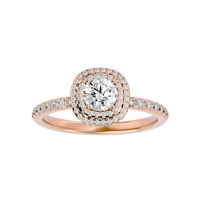 Lumière Beautiful Halo- 0.93 Ct Round Diamond Gold RIng
