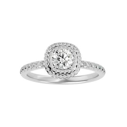 Lumière Beautiful Halo- 0.93 Ct Round Diamond Gold RIng