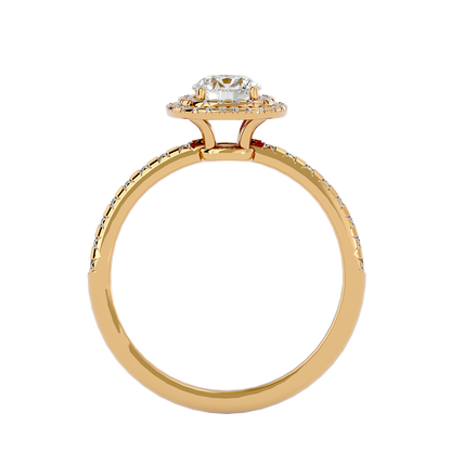 Lumière Beautiful Halo- 0.93 Ct Round Diamond Gold RIng