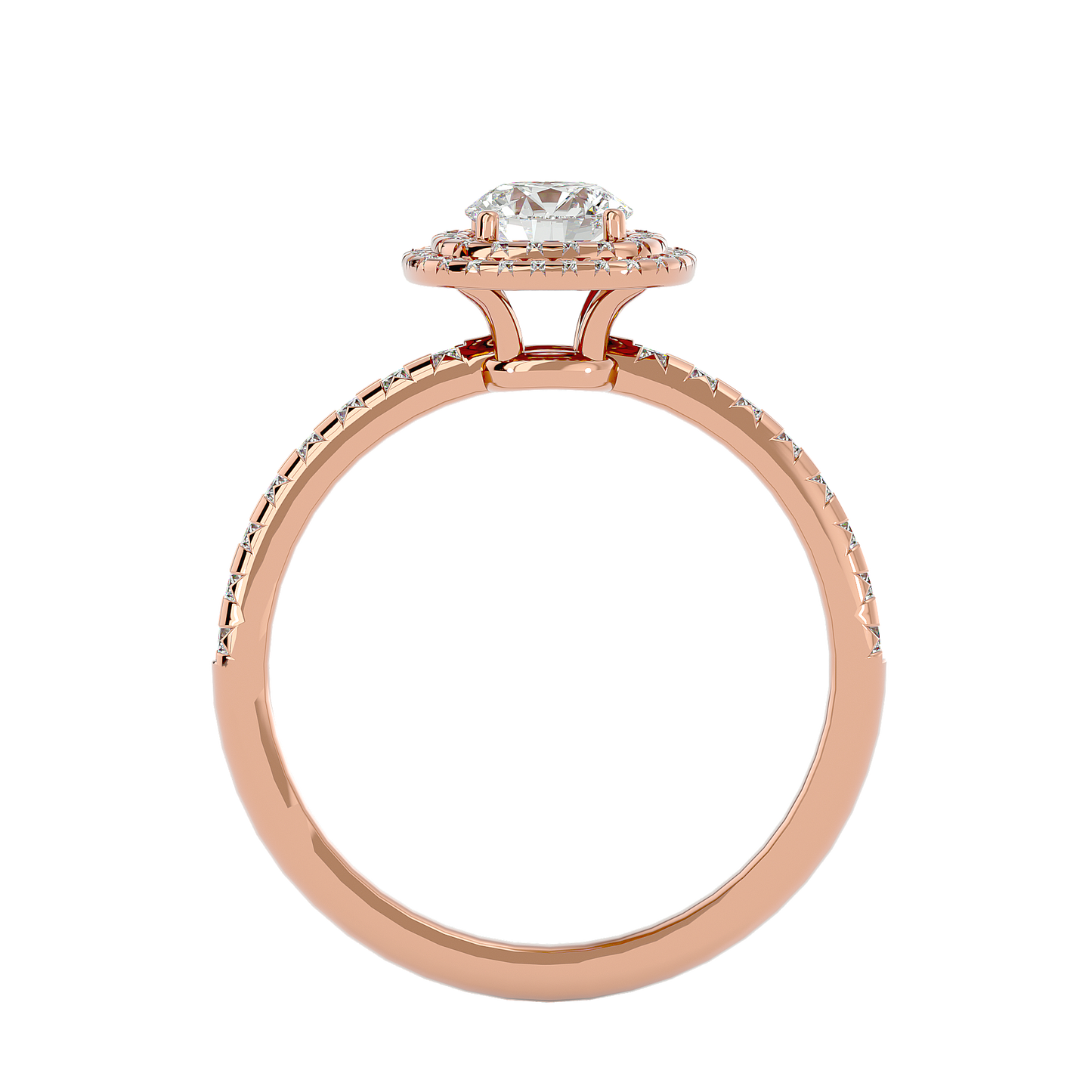 Lumière Beautiful Halo- 0.93 Ct Round Diamond Gold RIng