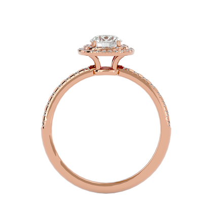 Lumière Beautiful Halo- 0.93 Ct Round Diamond Gold RIng