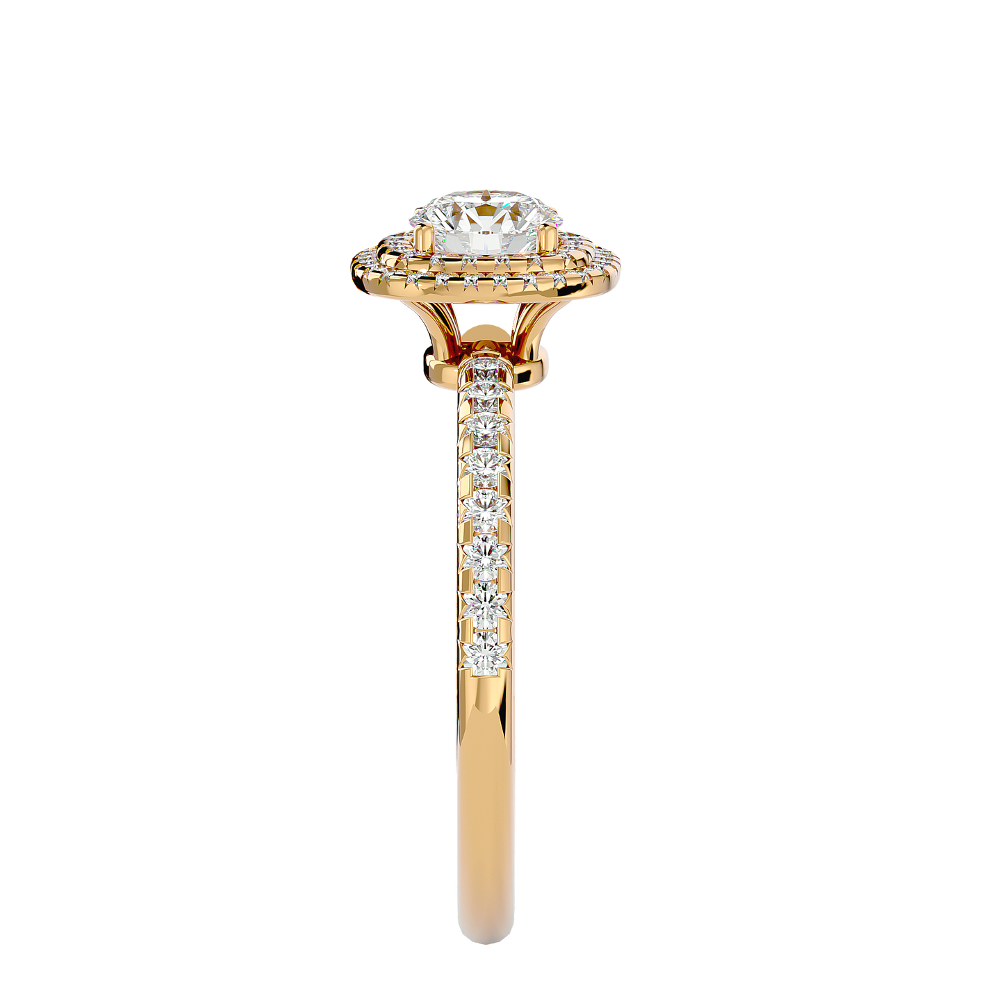 Lumière Beautiful Halo- 0.93 Ct Round Diamond Gold RIng