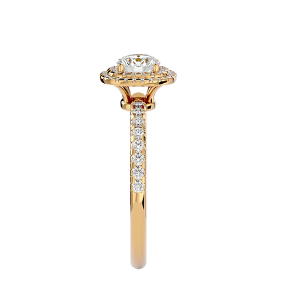Lumière Beautiful Halo- 0.93 Ct Round Diamond Gold RIng