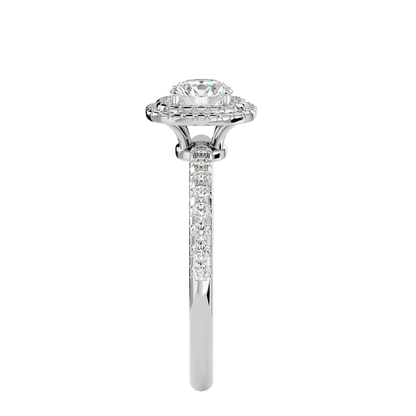 Lumière Beautiful Halo- 0.93 Ct Round Diamond Gold RIng