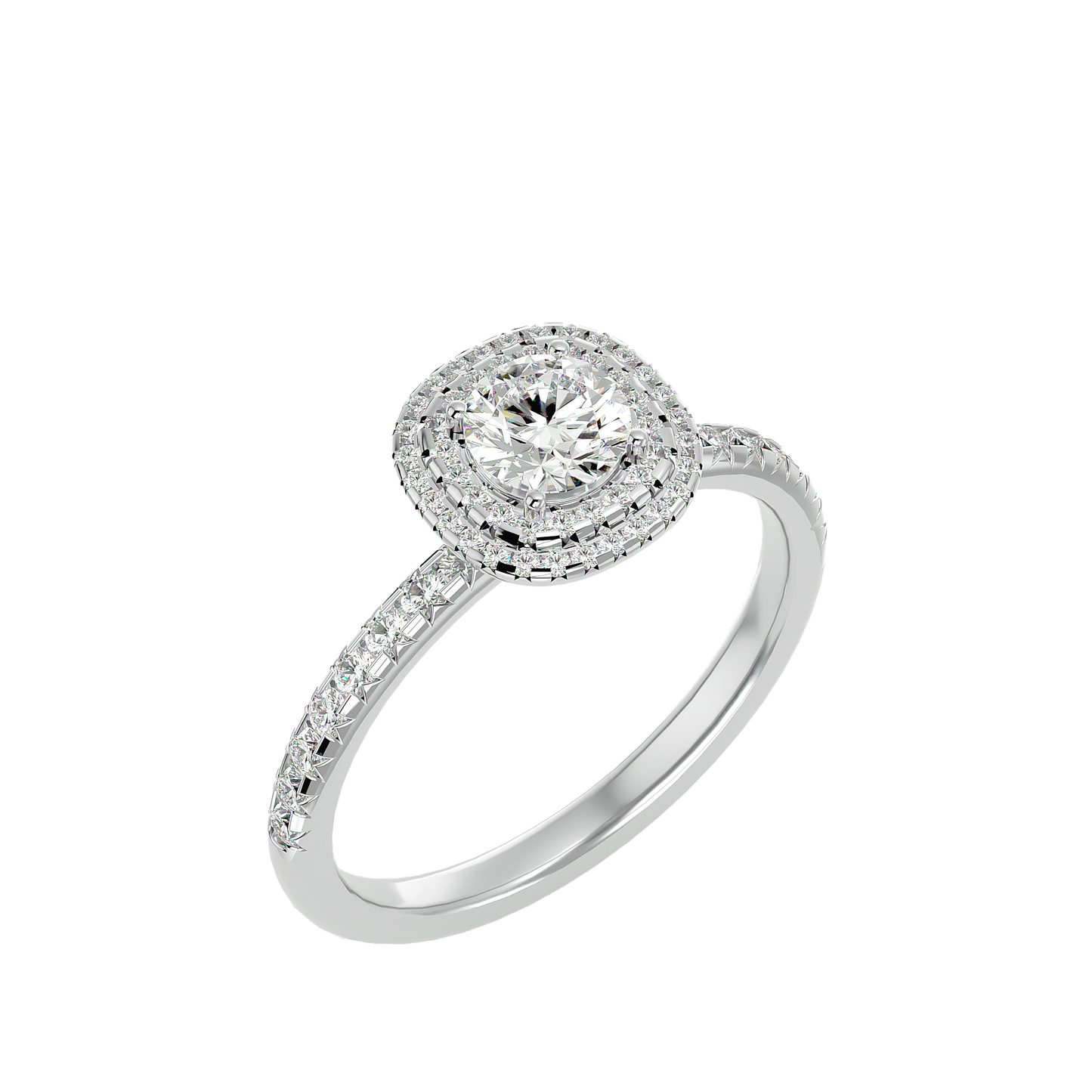 Lumière Beautiful Halo- 0.93 Ct Round Diamond Gold RIng