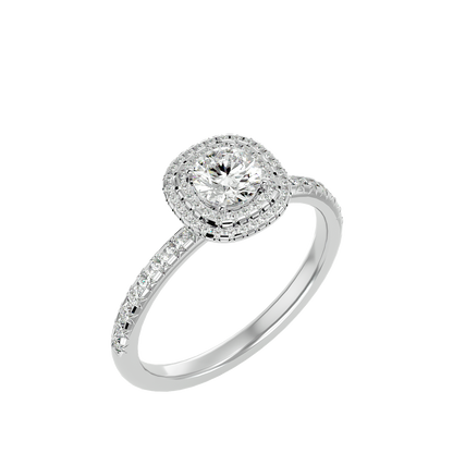 Lumière Beautiful Halo- 0.93 Ct Round Diamond Gold RIng