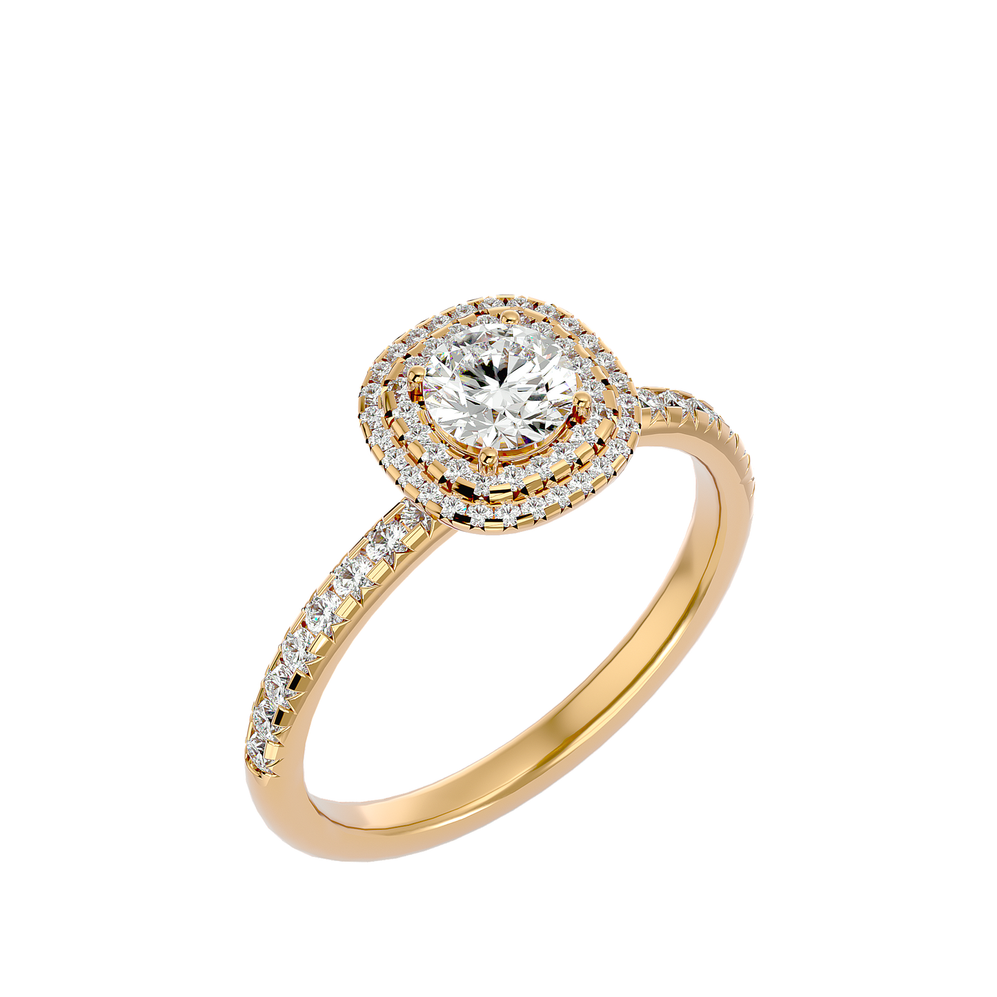 Lumière Beautiful Halo- 0.93 Ct Round Diamond Gold RIng