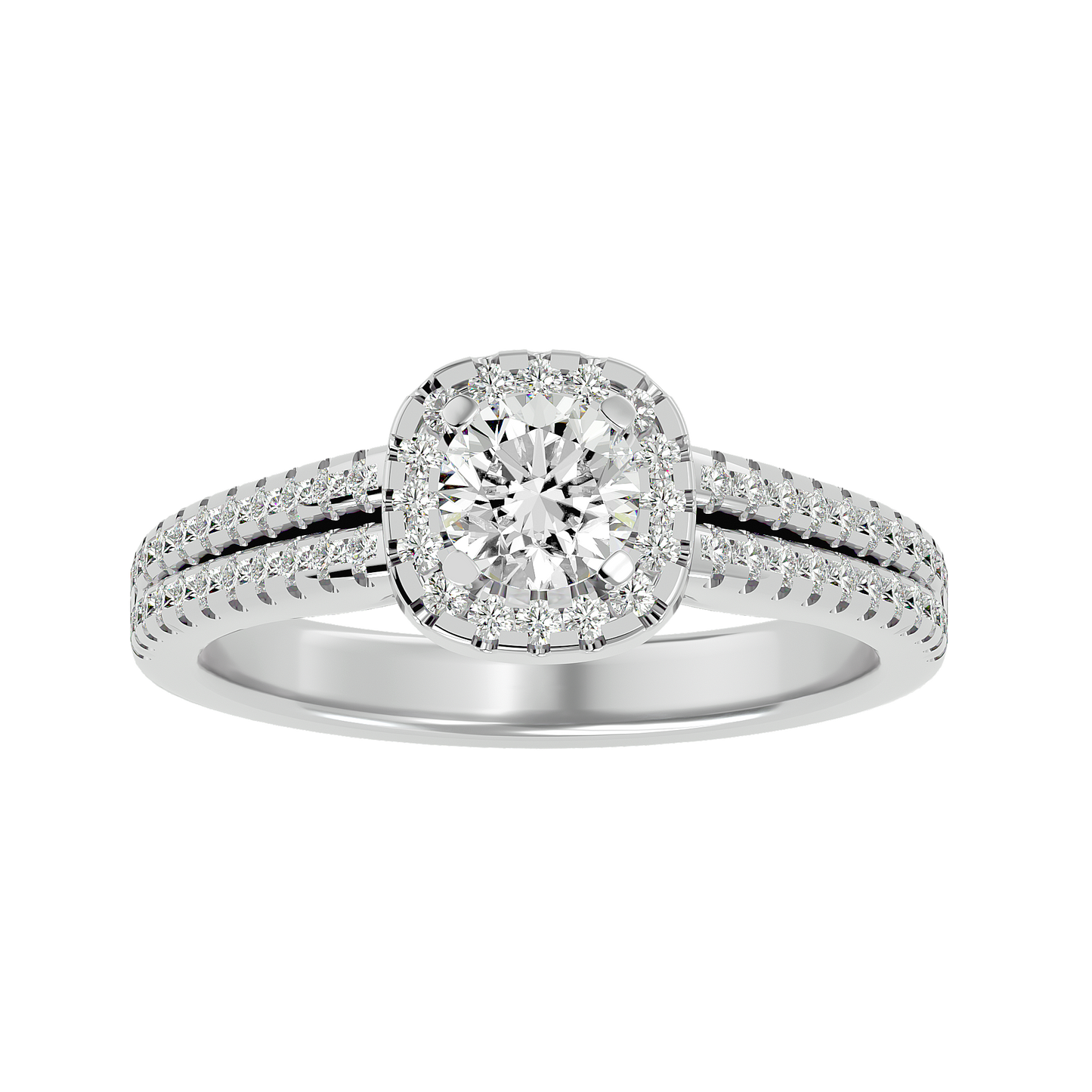 Lumière Beautiful Halo- 0.99 Ct Round Diamond Gold RIng